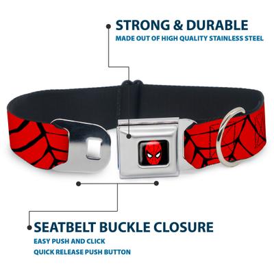 Show full view: Buckle-Down Marvel Comics Spiderweb Dog Collar, Medium: 11 to 16.5-in neck, 1-in wide slide 4 of 8