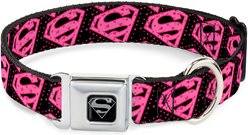 Buckle-Down DC Comics Diagonal Superman Logo Dog Collar, Medium: 16 to 23-in neck, 1.5-in wide