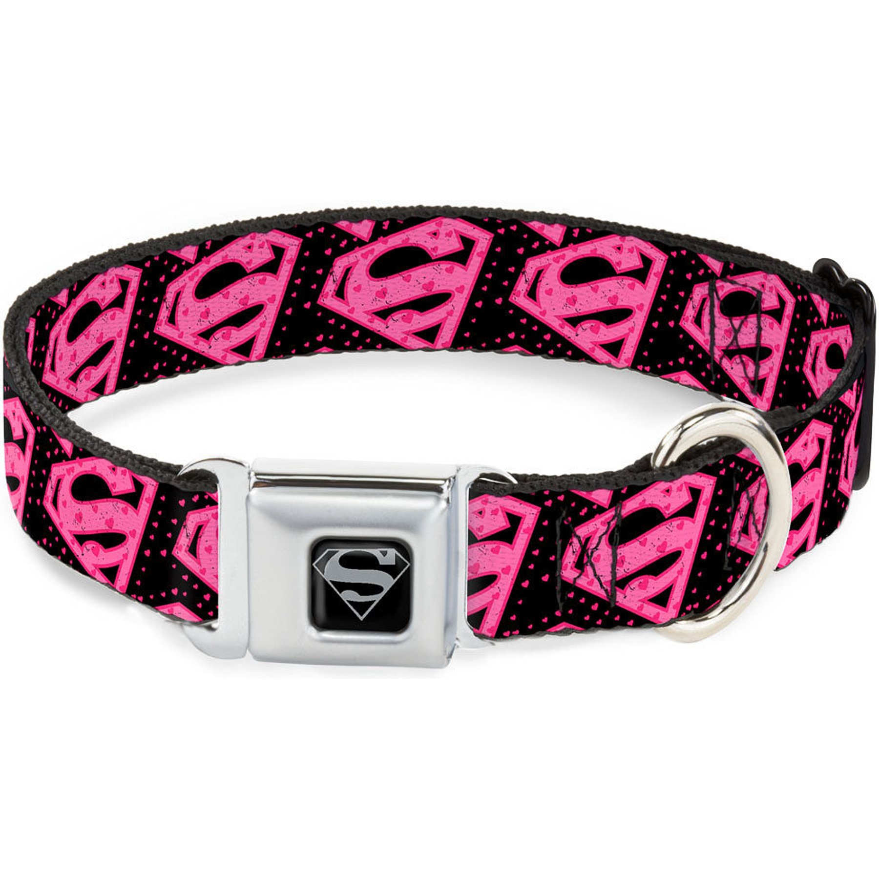 Buckle-Down DC Comics Diagonal Superman Logo Dog Collar, Large: 20 to 31-in neck, 1.5-in wide