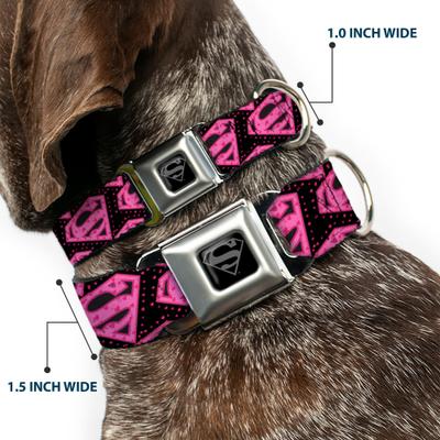 Show full view: Buckle-Down DC Comics Diagonal Superman Logo Dog Collar, Small: 13 to 17-in neck, 1.5-in wide slide 2 of 8