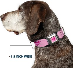 Buckle-Down DC Comics Superman Shield Dog Collar, Pink, Large: 15 to 24-in neck, 1-in wide slide 2 of 8