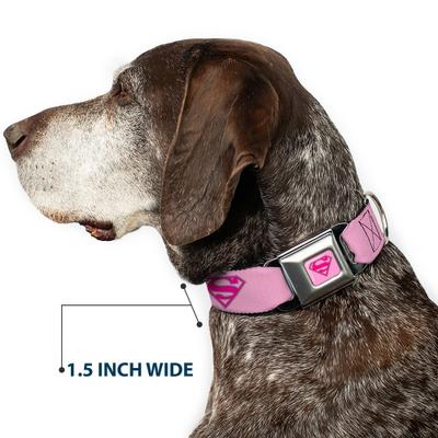 Show full view: Buckle-Down DC Comics Superman Shield Dog Collar, Pink, Large: 15 to 24-in neck, 1-in wide slide 7 of 8