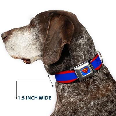 Show full view: Buckle-Down DC Comics Superman Shield Stripe Dog Collar, Large: 20 to 31-in neck, 1.5-in wide slide 7 of 9