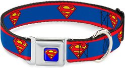 Buckle-Down DC Comics Superman Shield Stripe Dog Collar, Large: 20 to 31-in neck, 1.5-in wide slide 1 of 9