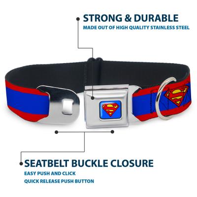 Show full view: Buckle-Down DC Comics Superman Shield Stripe Dog Collar, Large: 20 to 31-in neck, 1.5-in wide slide 4 of 9