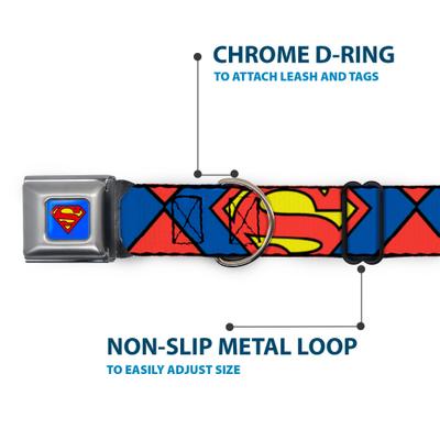 Show full view: Buckle-Down DC Comics Superman Shield Close Up Dog Collar, Medium: 11 to 16.5-in neck, 1-in wide slide 5 of 8