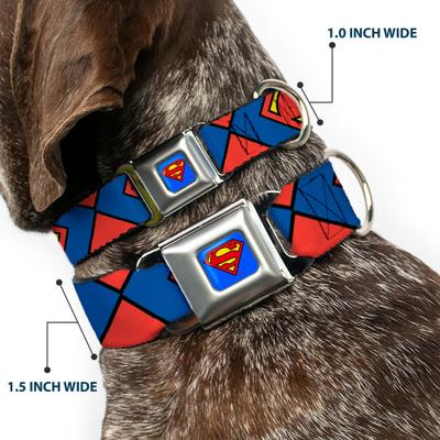Show full view: Buckle-Down DC Comics Superman Shield Close Up Dog Collar, Medium: 11 to 16.5-in neck, 1-in wide slide 2 of 8