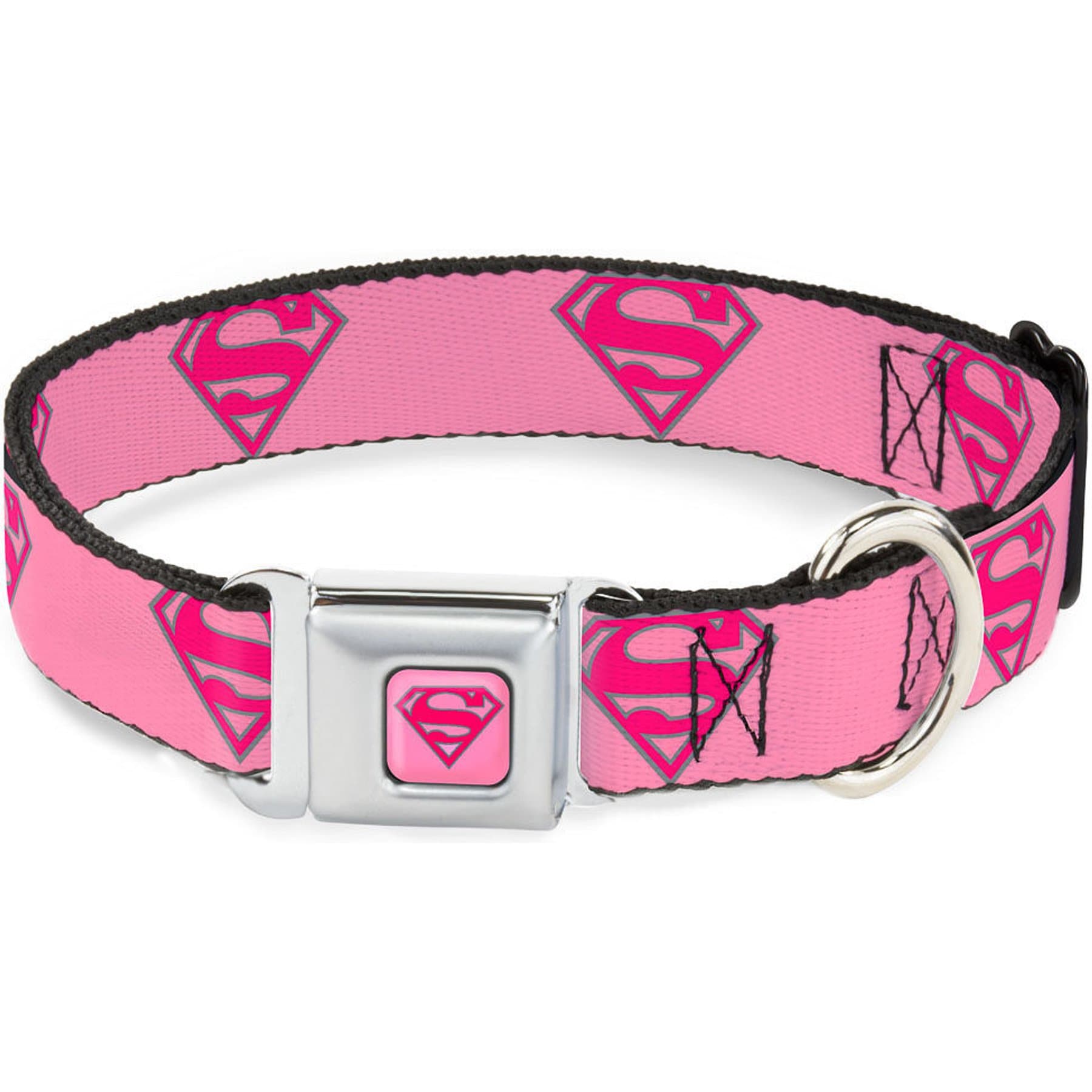 Buckle-Down DC Comics Superman Shield Dog Collar, Pink, Small: 13 to 17-in neck, 1.5-in wide