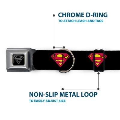 Show full view: Buckle-Down DC Comics Superman Shield Dog Collar, Black, Small: 13 to 17-in neck, 1.5-in wide slide 5 of 8