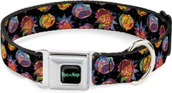 Buckle-Down Rick & Morty Vaporwave Expressions Dog Collar, Small: 9.5 to 13-in neck, 1-in wide