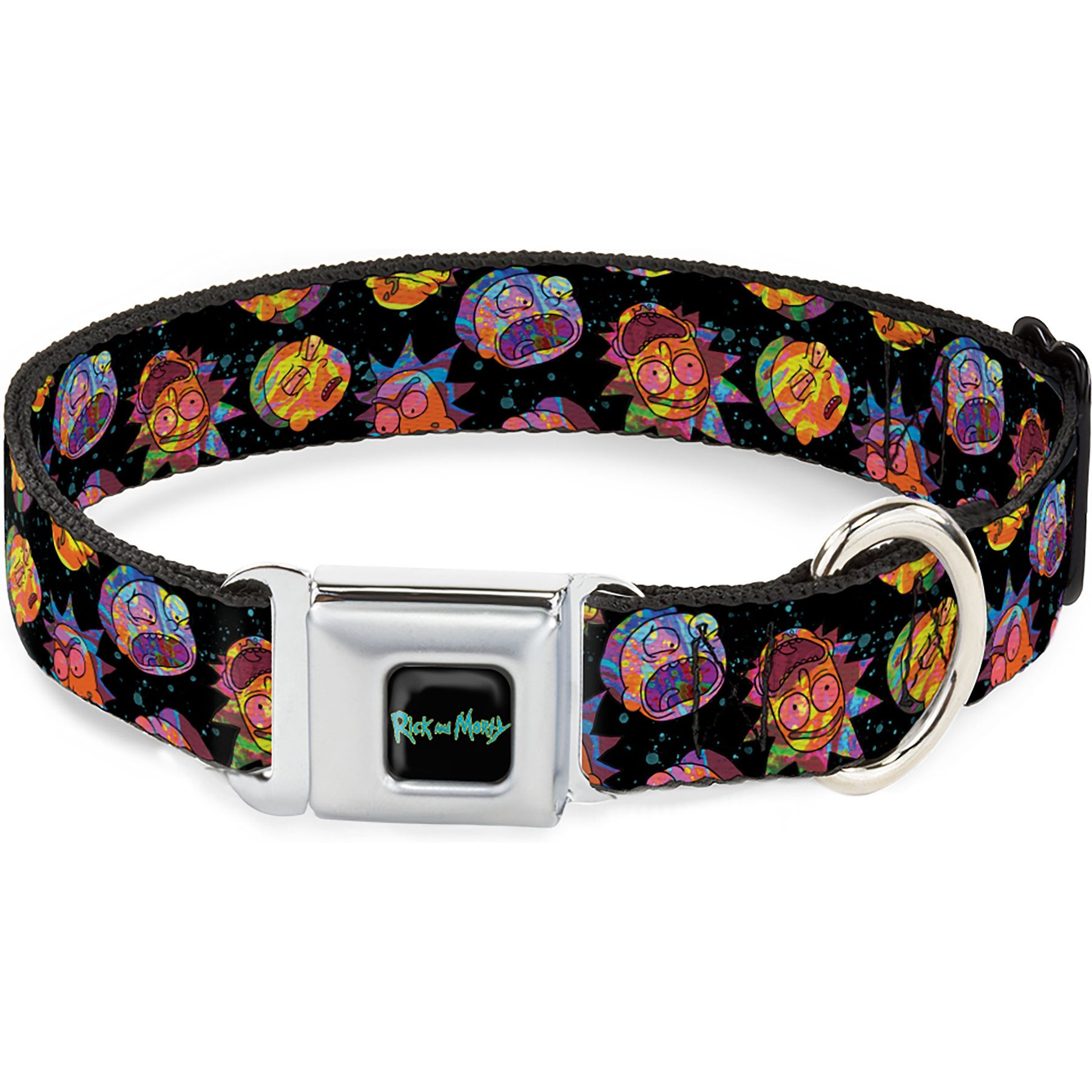 Buckle-Down Rick & Morty Vaporwave Expressions Dog Collar, Small: 13 to 17-in neck, 1.5-in wide
