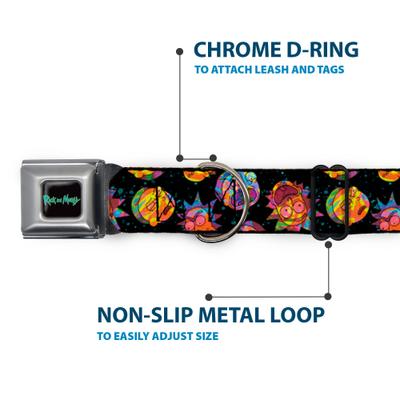 Show full view: Buckle-Down Rick & Morty Vaporwave Expressions Dog Collar, Small: 9.5 to 13-in neck, 1-in wide slide 5 of 8