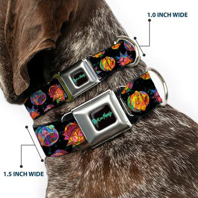 Show full view: Buckle-Down Rick & Morty Vaporwave Expressions Dog Collar, Small: 9.5 to 13-in neck, 1-in wide slide 2 of 8