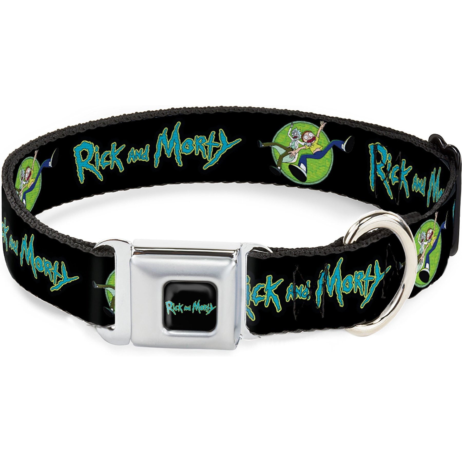 Buckle-Down Rick & Morty Title Logo & Portal Pose Dog Collar, Medium: 16 to 23-in neck, 1.5-in wide