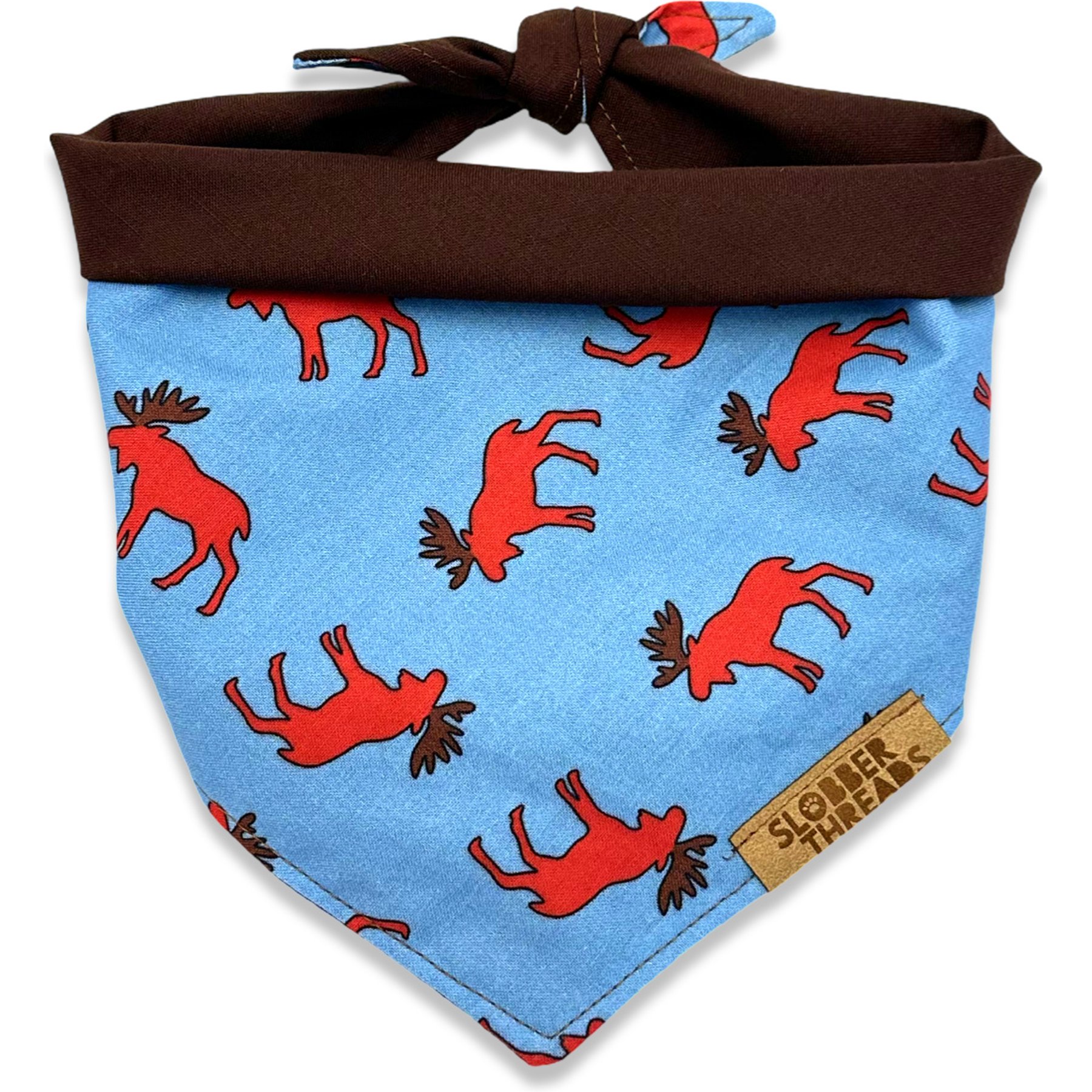 Slobber Threads Christmas Moose Holiday Dog Bandana, Large