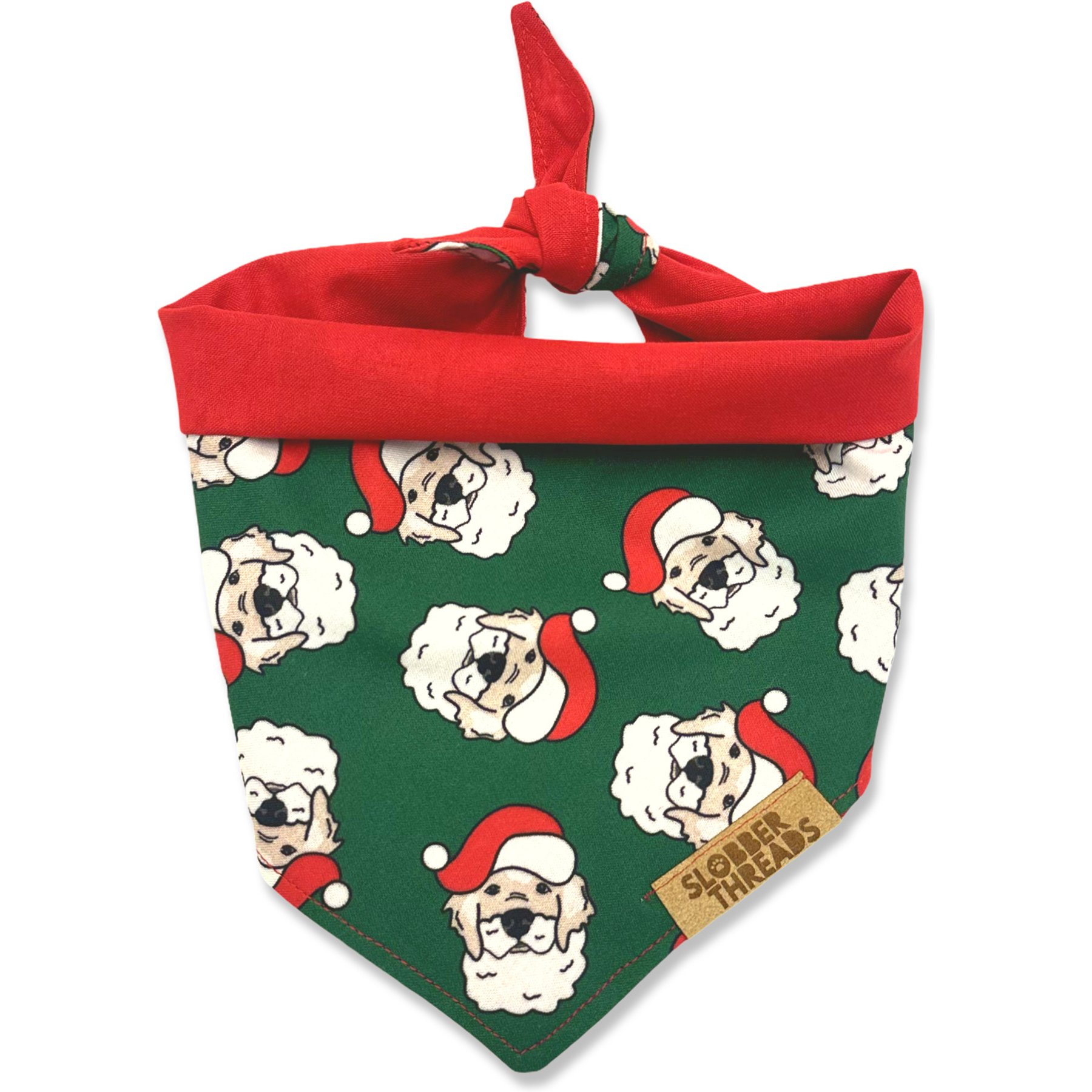 Slobber Threads Christmas Santa Paws Dog Bandana, Small