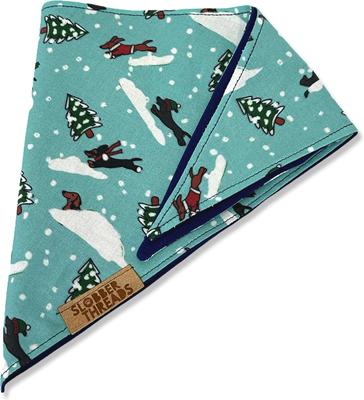 Show full view: Slobber Threads Christmas Dachshund Through the Snow Dog Bandana, Small slide 2 of 4