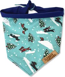 Slobber Threads Christmas Dachshund Through the Snow Dog Bandana, Small