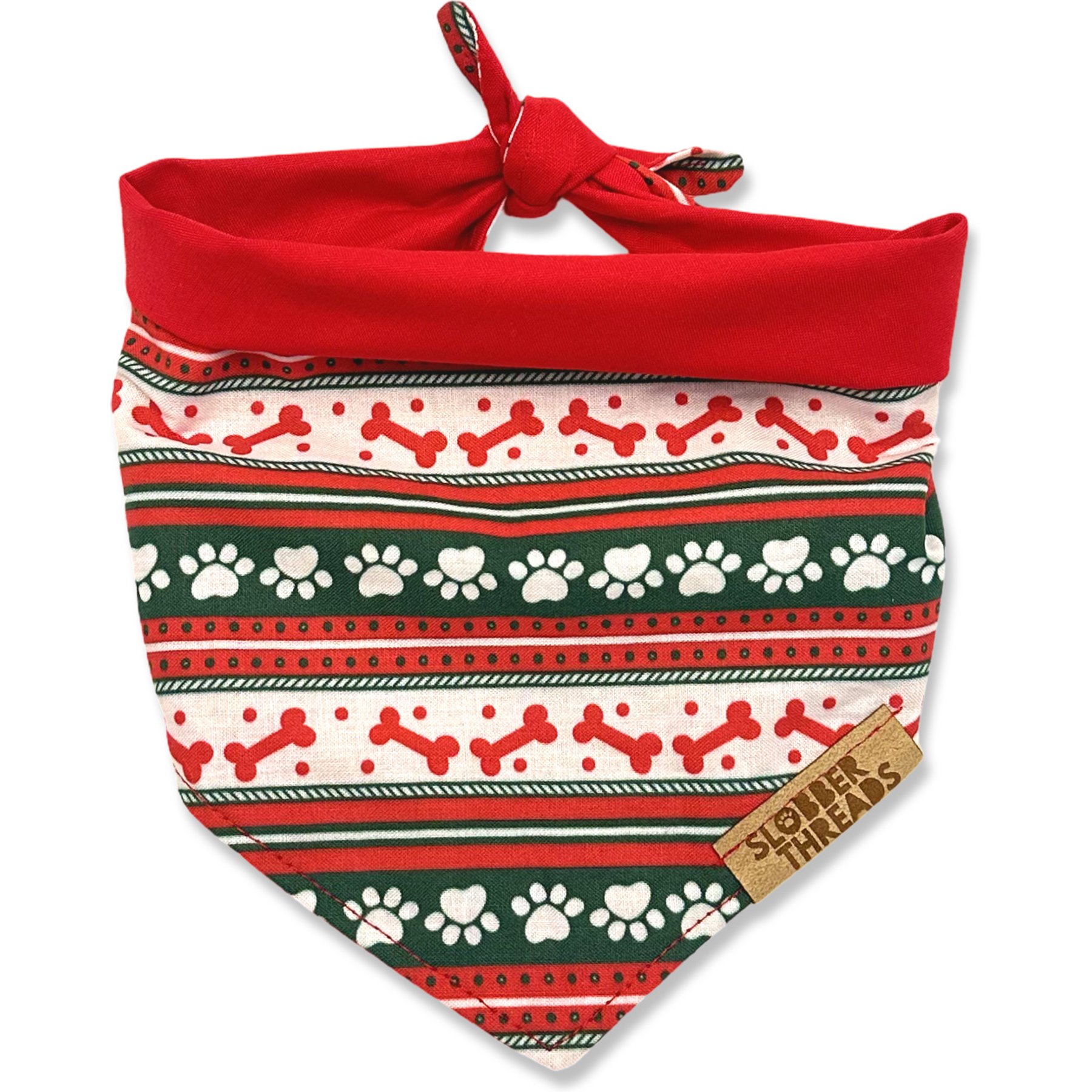 Slobber Threads Christmas Sweater Weather Holiday Dog Bandana, Medium