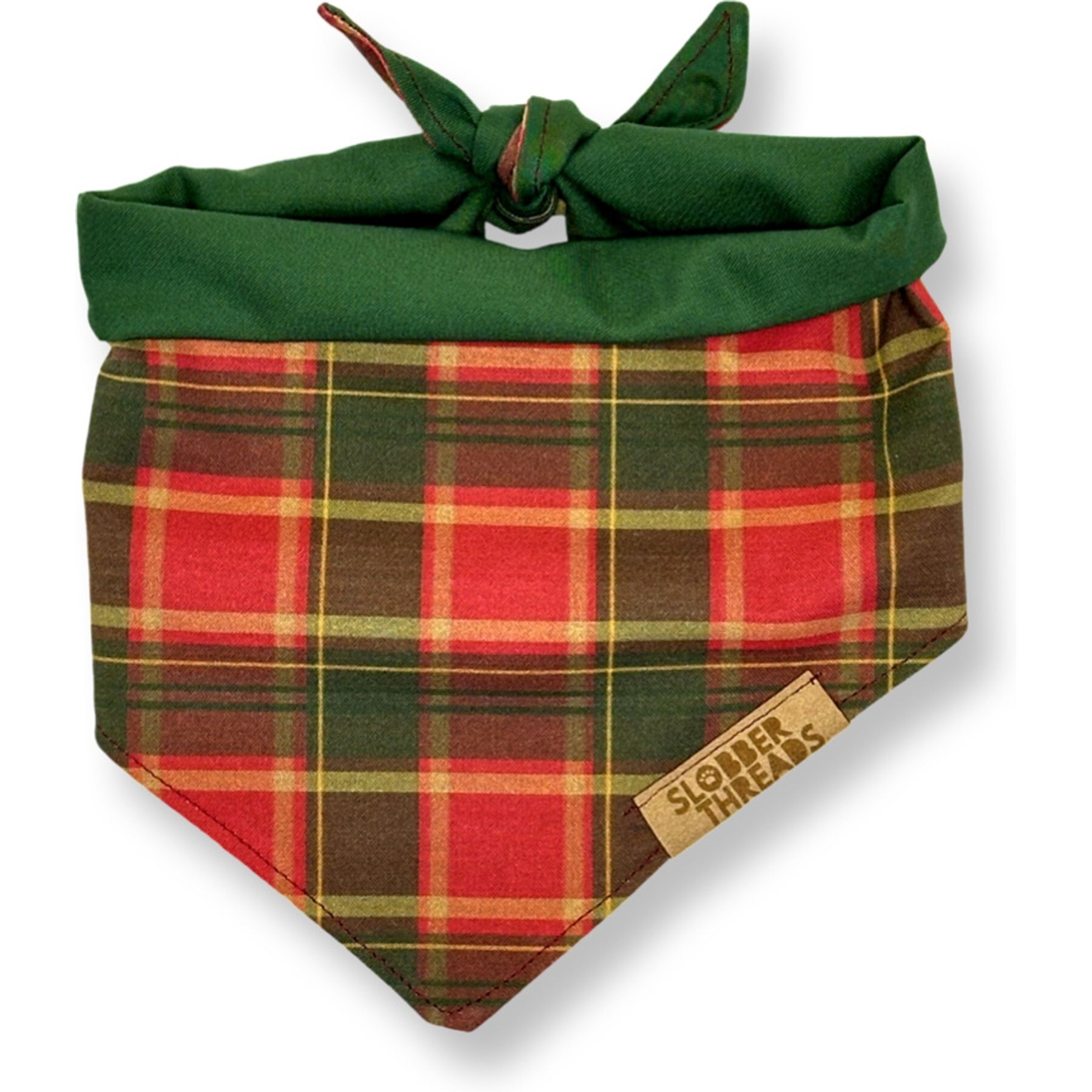 Slobber Threads Christmas Tartan Holiday Dog Bandana, Small