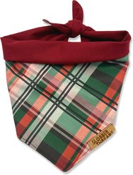 Slobber Threads Christmas Holly Jolly Plaid Dog Bandana, Small