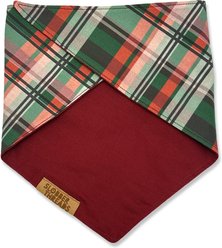 Slobber Threads Christmas Holly Jolly Plaid Dog Bandana, Small slide 2 of 4