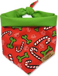 Slobber Threads Christmas Candy Canes Dog Bandana, Small