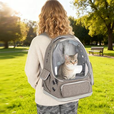 Show full view: Niubya Space Capsule Astronaut Carrier Backpack for Small Puppies & Cats, Brown slide 2 of 8