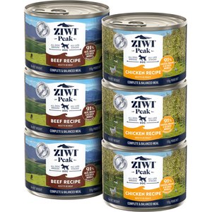ZIWI Peak Variety Pack Adult Grain-Free Beef, Chicken Pate Canned Dog Food, 6-oz can, case of 6