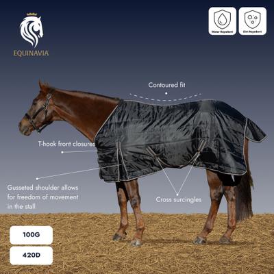 Show full view: Equinavia Norse Gusseted 100g Horse Stable Blanket, Black, 66-in slide 3 of 9