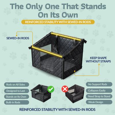 Show full view: Katziela Quilted Comfort Waterproof Heavy Duty Double Dog Car Seat Cover, Black slide 4 of 11