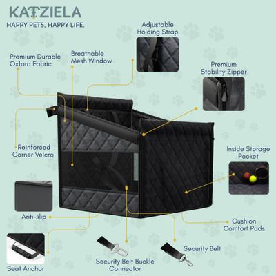 Show full view: Katziela Quilted Comfort Waterproof Heavy Duty Dog Car Seat Cover, Black slide 3 of 9