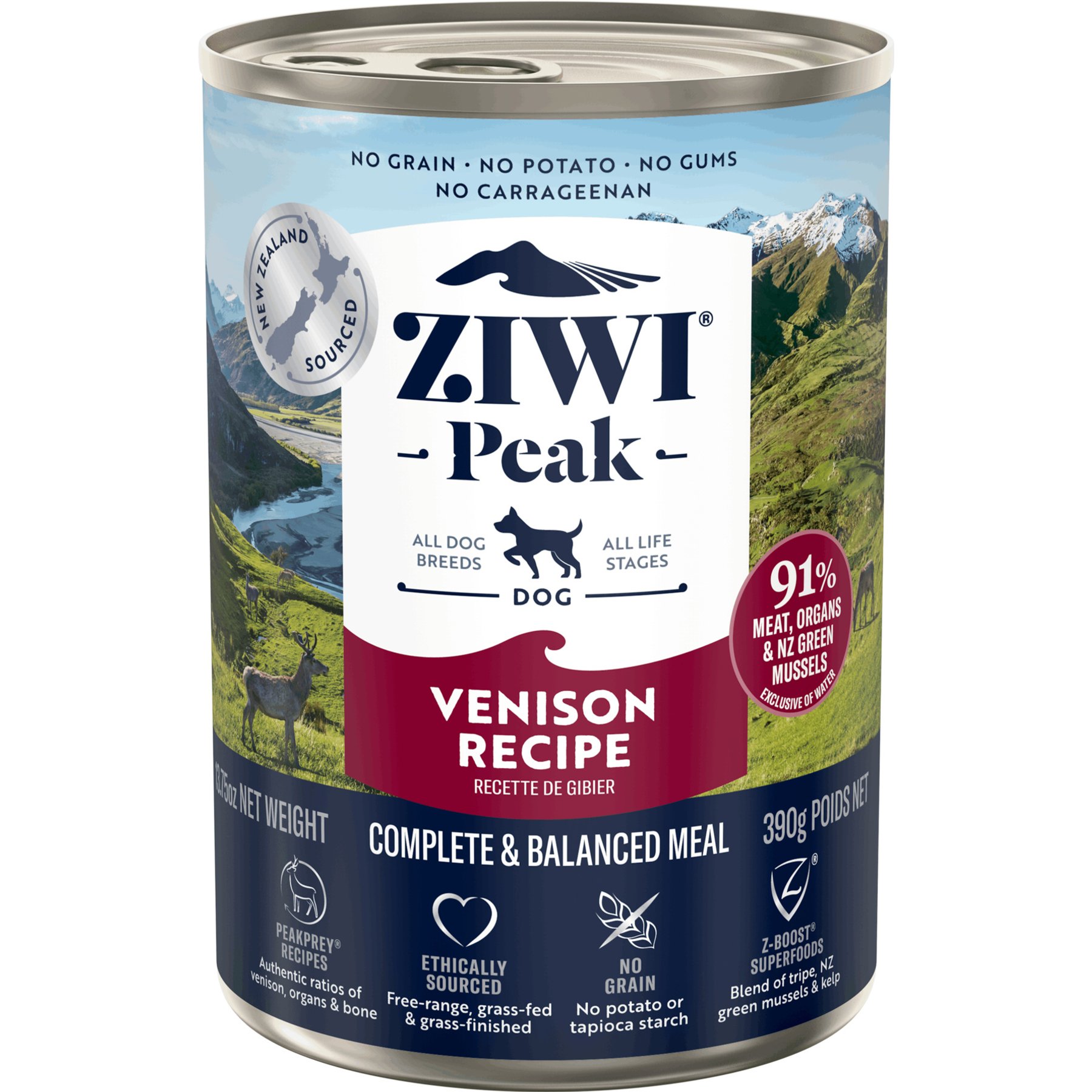 ZIWI Peak Venison Recipe Canned Dog Food, 13.75-oz, case of 12