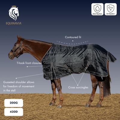 Show full view: Equinavia Norse Gusseted 200g Horse Stable Blanket, Black, 66-in slide 3 of 9