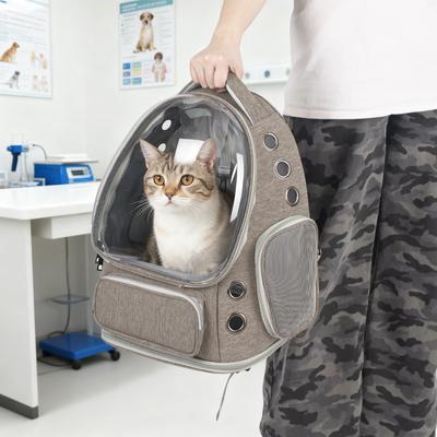 Show full view: Niubya Space Capsule Astronaut Carrier Backpack for Small Puppies & Cats, Brown slide 6 of 8