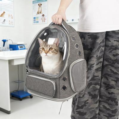 Show full view: Niubya Space Capsule Astronaut Carrier Backpack for Small Puppies & Cats, Grey slide 6 of 8