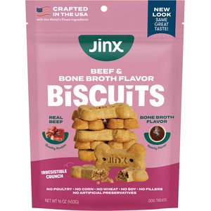 Jinx Beef & Bone Broth Biscuits Crunchy Dog Treats, 16-oz bag
