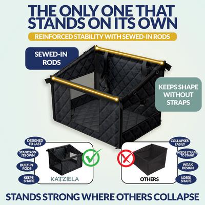 Show full view: Katziela Quilted Comfort Waterproof Heavy Duty Double Dog Car Seat Cover, Black slide 5 of 11