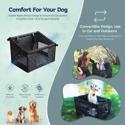 Show full view: Katziela Quilted Comfort Waterproof Heavy Duty Double Dog Car Seat Cover, Black slide 6 of 11