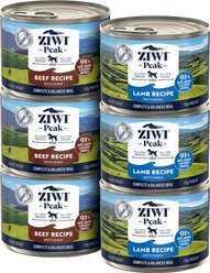 ZIWI Peak Variety Pack Adult Grain-Free Beef, Lamb Pate Canned Dog Food, 6-oz can, case of 6