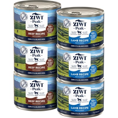 ZIWI ZIWI Peak Variety Pack Adult Grain-Free Beef, Lamb Pate Canned Dog Food, 6-oz can, case of 6