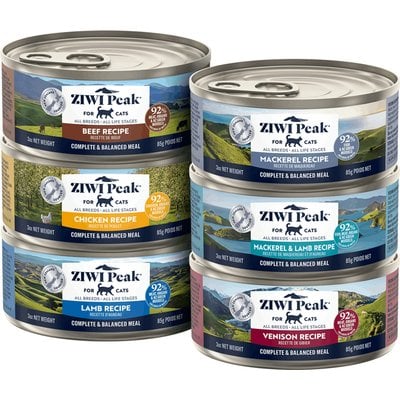 ZIWI ZIWI Peak Beef, Chicken, Lamb, Mackerel & Lamb, Mackerel, Venison Variety Pack Grain-Free Canned Cat Food, 3-oz can, case of 6