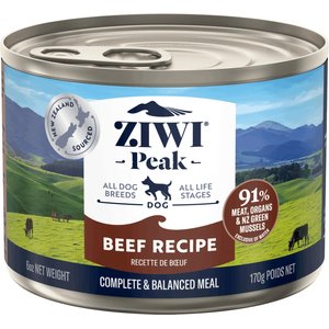 ZIWI Peak Beef Recipe Canned Dog Food, 6-oz can, case of 12