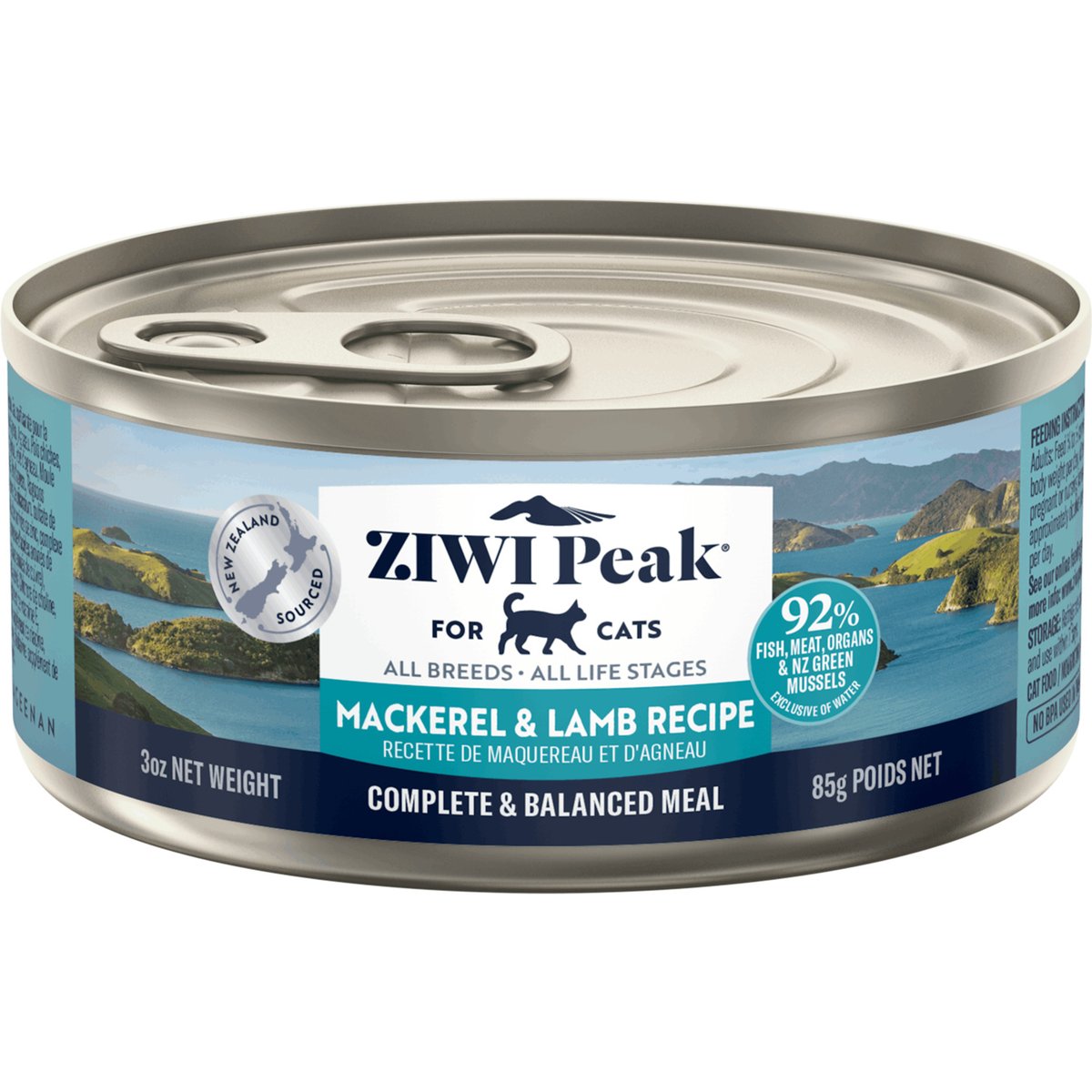 ZIWI Peak Mackerel & Lamb Recipe Canned Cat Food, 3-oz, case of 24