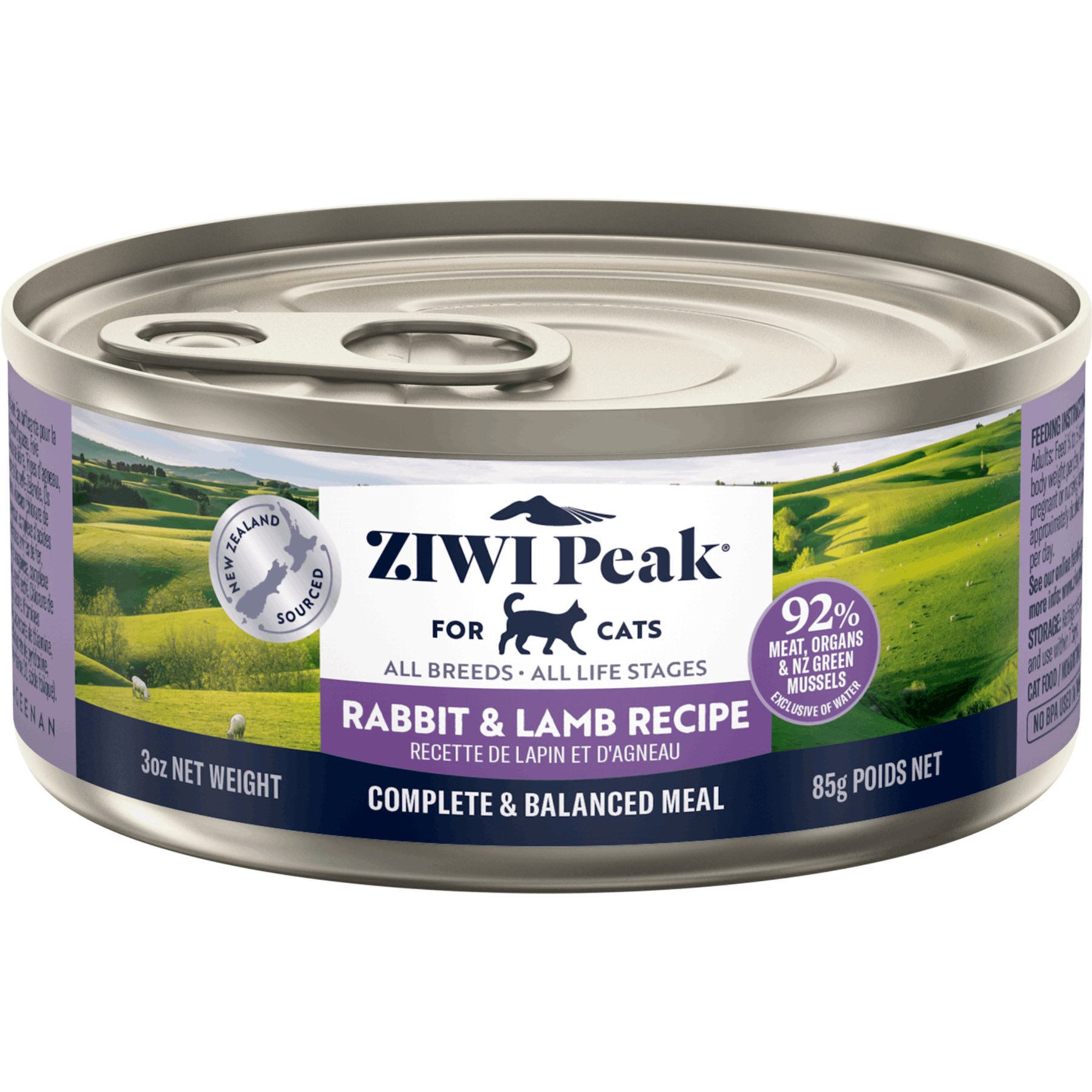 ZIWI Peak Rabbit & Lamb Recipe Canned Cat Food, 3-oz, case of 24