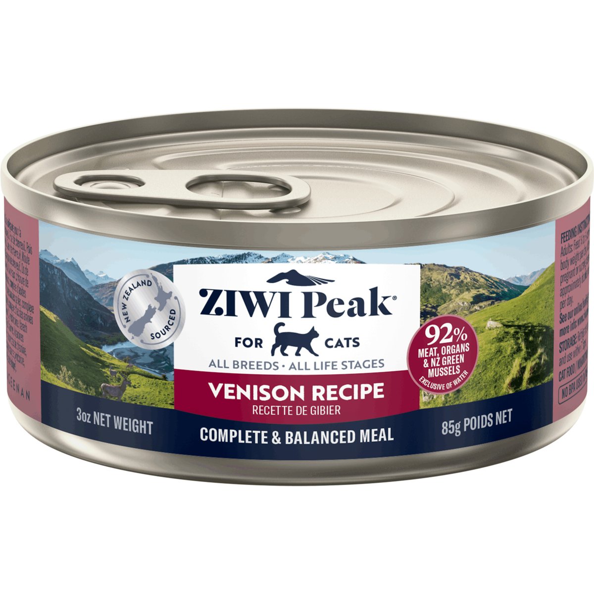 ZIWI Peak Venison Recipe Canned Cat Food, 3-oz, case of 24