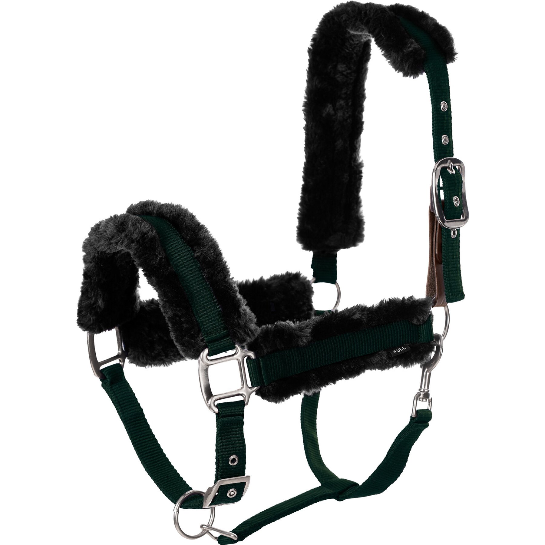Equinavia Valkyrie Ultra Fleece Breakaway Horse Halter, Deep Green/Black, Warmblood