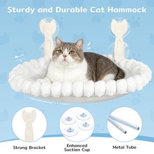 Yafylly Hammock Soft & Comfortable Seat Bed Cat Window Perch with Washable Cover, White, Medium