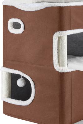 Show full view: Yitahome 2-Tier Indoor 7.68-in Fleece Cat Cube Condo House with Scratch Pad, Cactus Brown slide 8 of 9