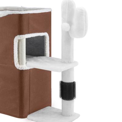 Show full view: Yitahome 2-Tier Indoor 7.68-in Fleece Cat Cube Condo House with Scratch Pad, Cactus Brown slide 5 of 9
